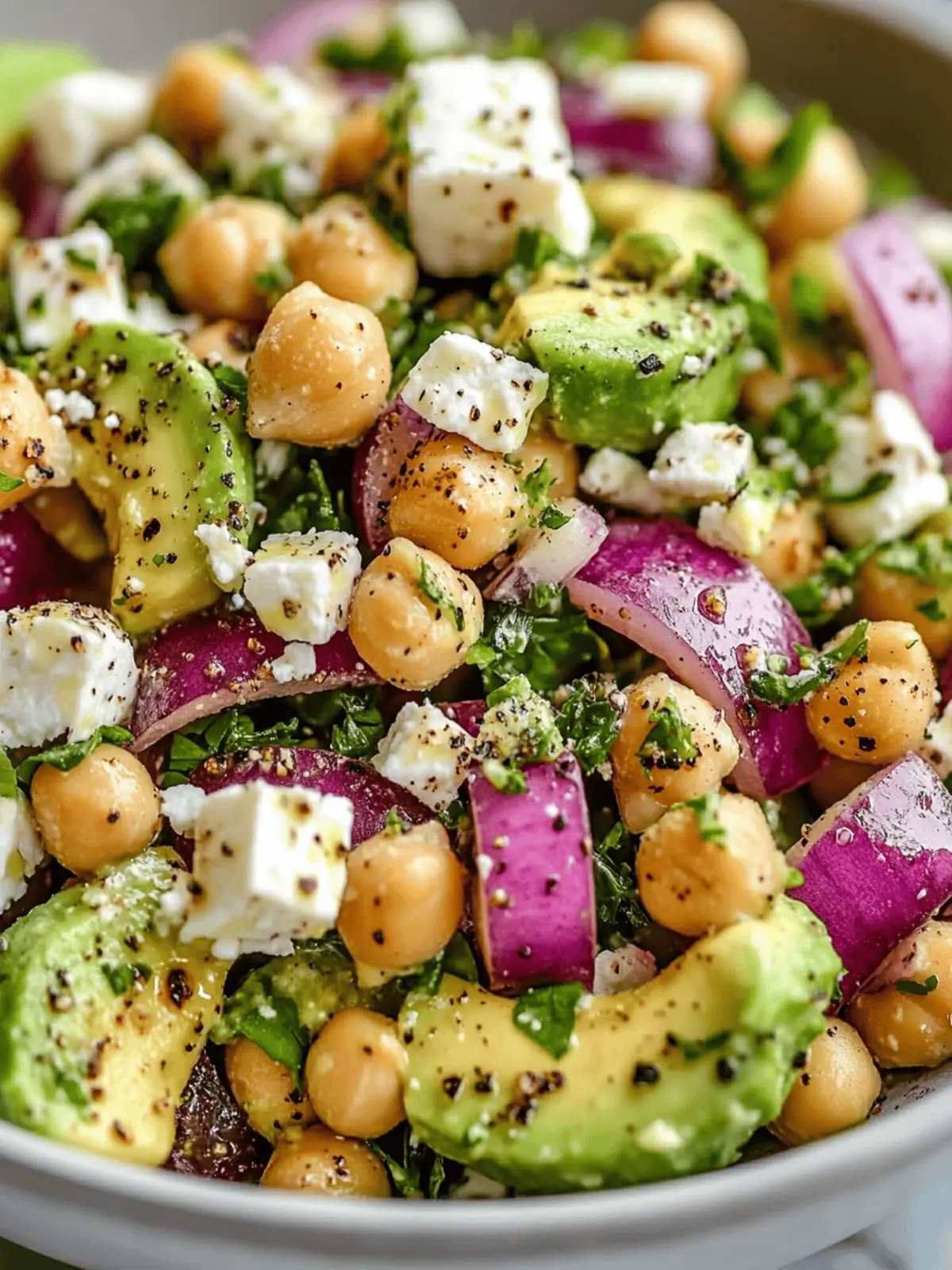 Chickpea Feta Avocado Salad