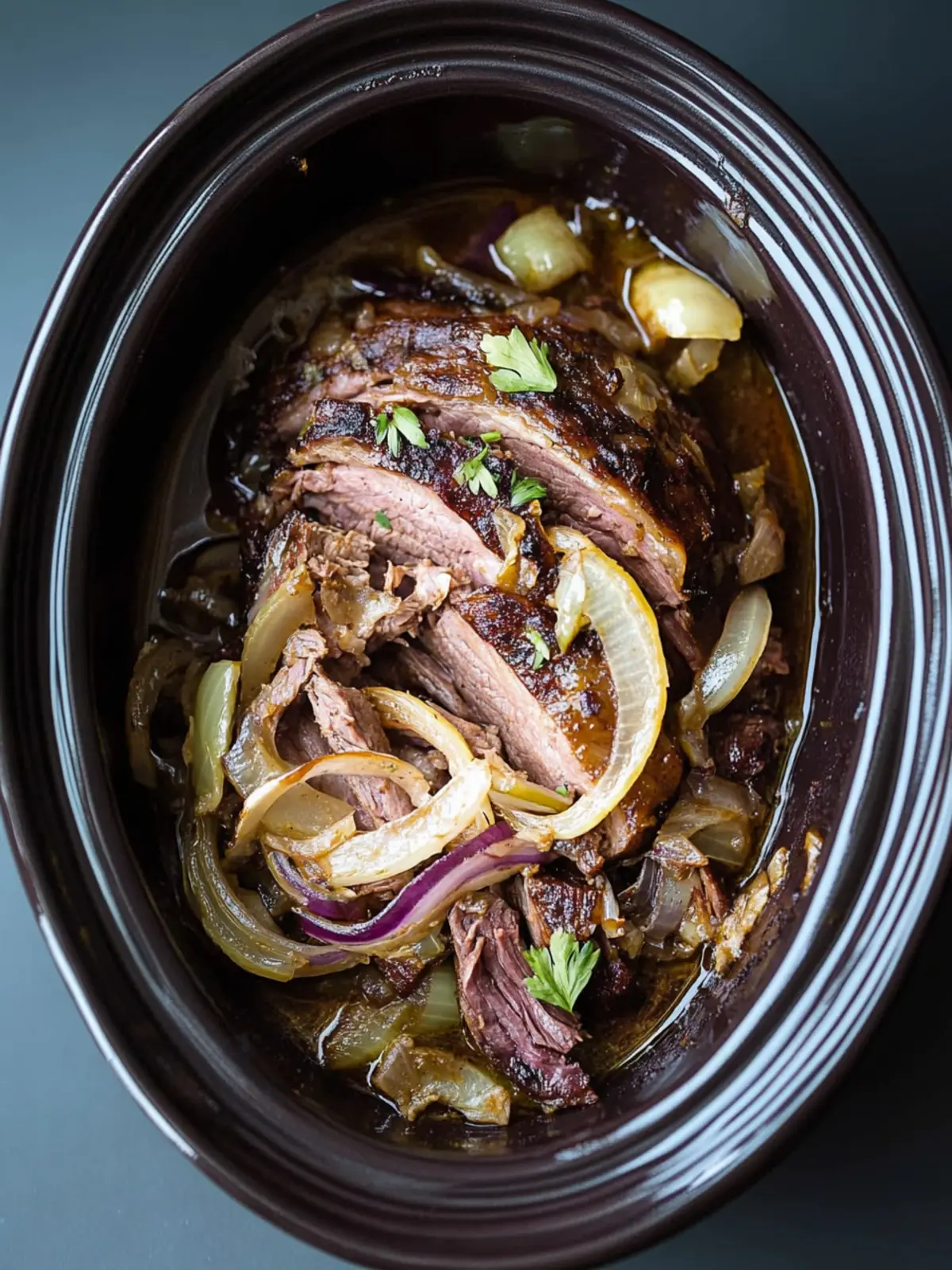 Slow Cooker Beef Brisket and Onions