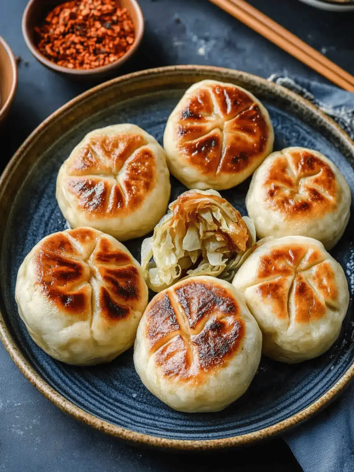 Pan-Fried Cabbage and Noodle Buns