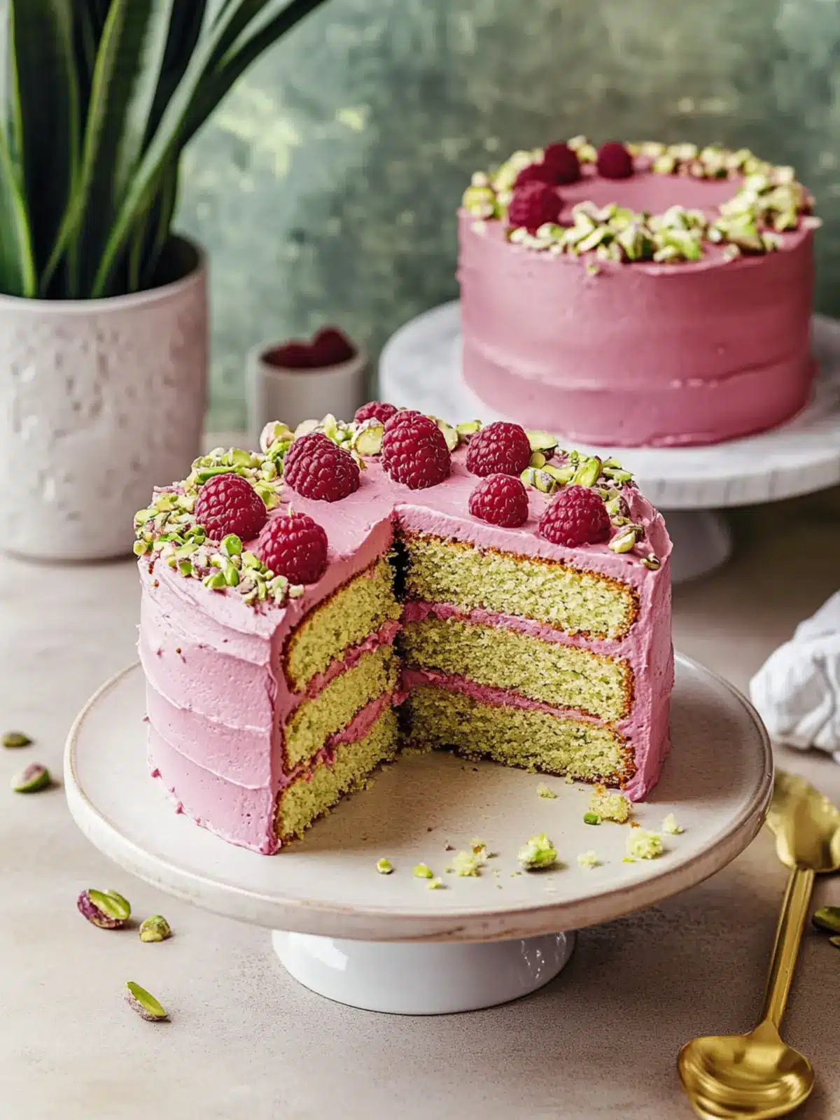 Raspberry Pistachio Cake