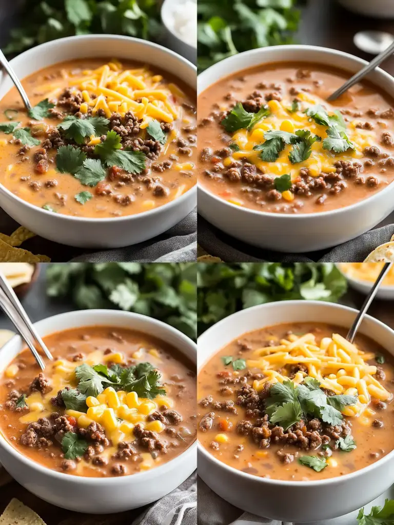 Cheesy Ground Beef Taco Soup