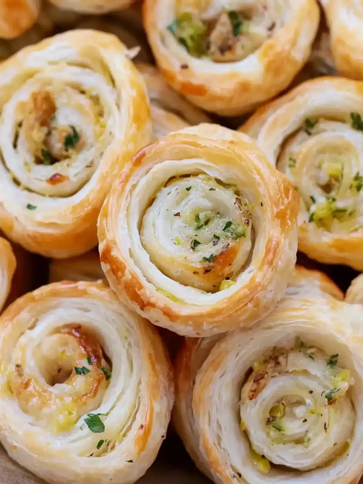 Tender Garlic Puff Pastry Pinwheels