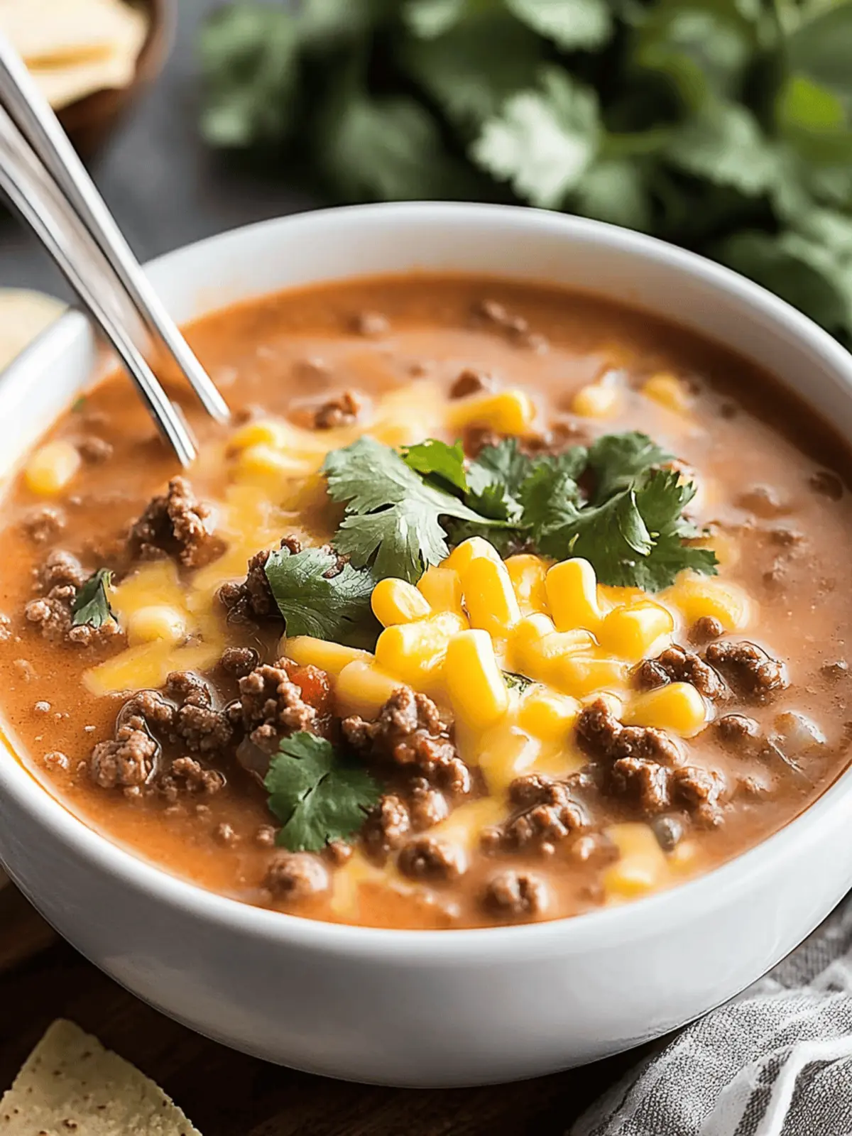 Cheesy Ground Beef Taco Soup Ready in 30 Minutes 3 Cheesy Ground Beef Taco Soup