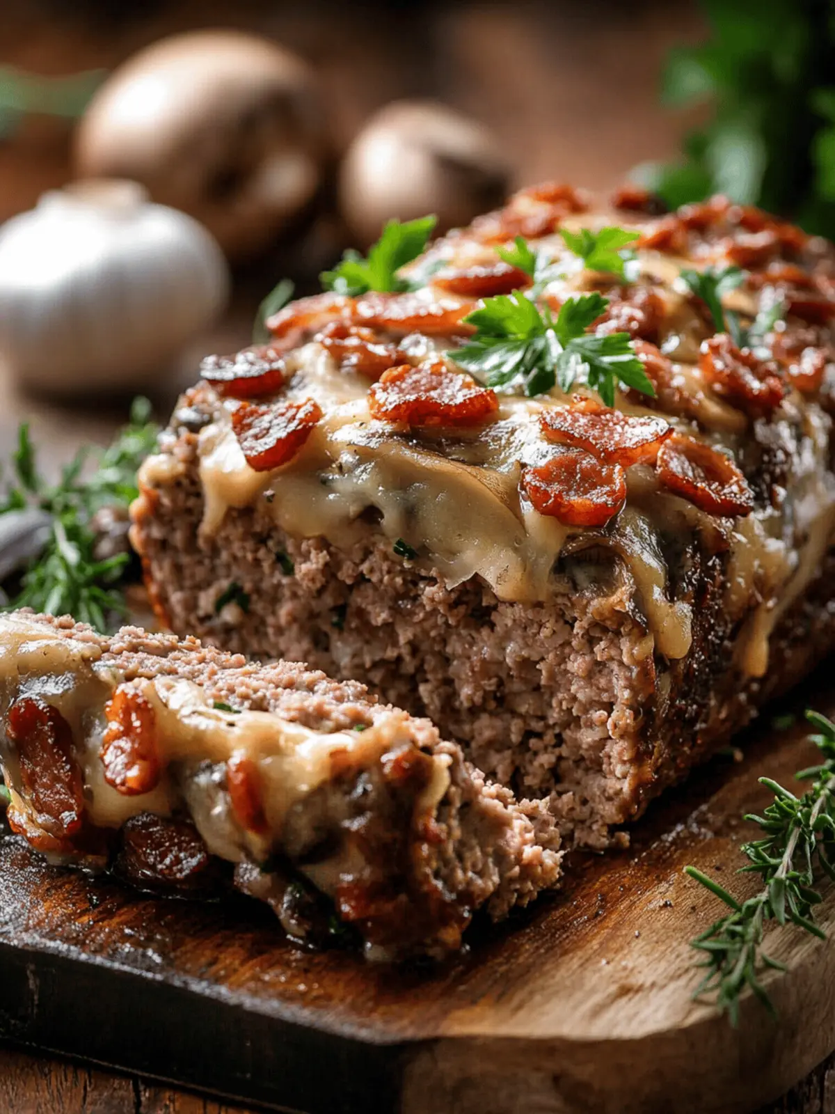 Bacon Mushroom Swiss Meatloaf