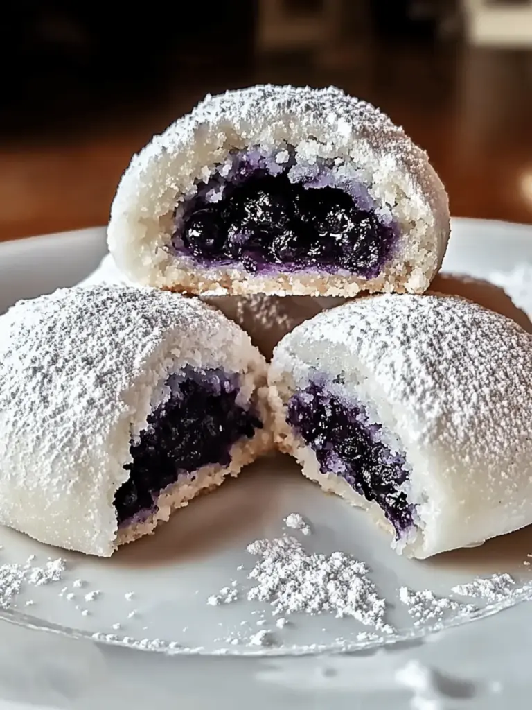 Blueberry-Filled Almond Snowball Cookies