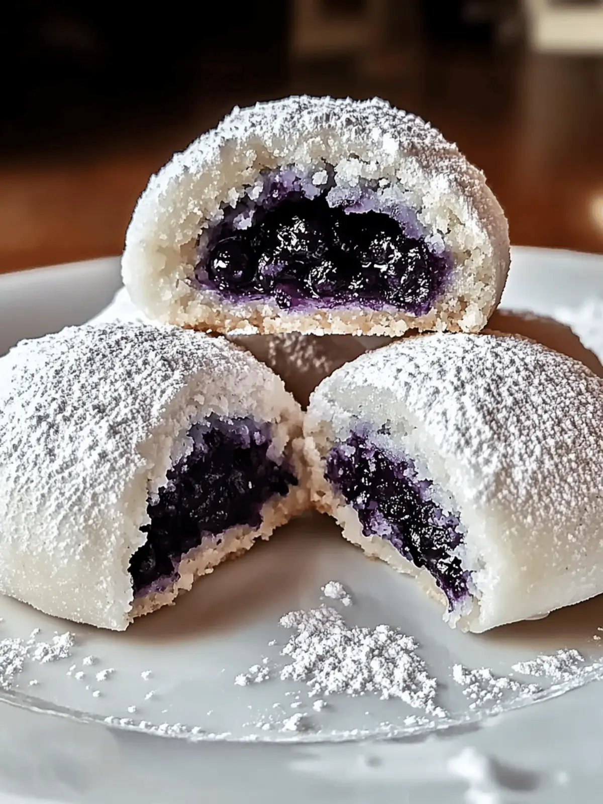 Blueberry-Filled Almond Snowball Cookies