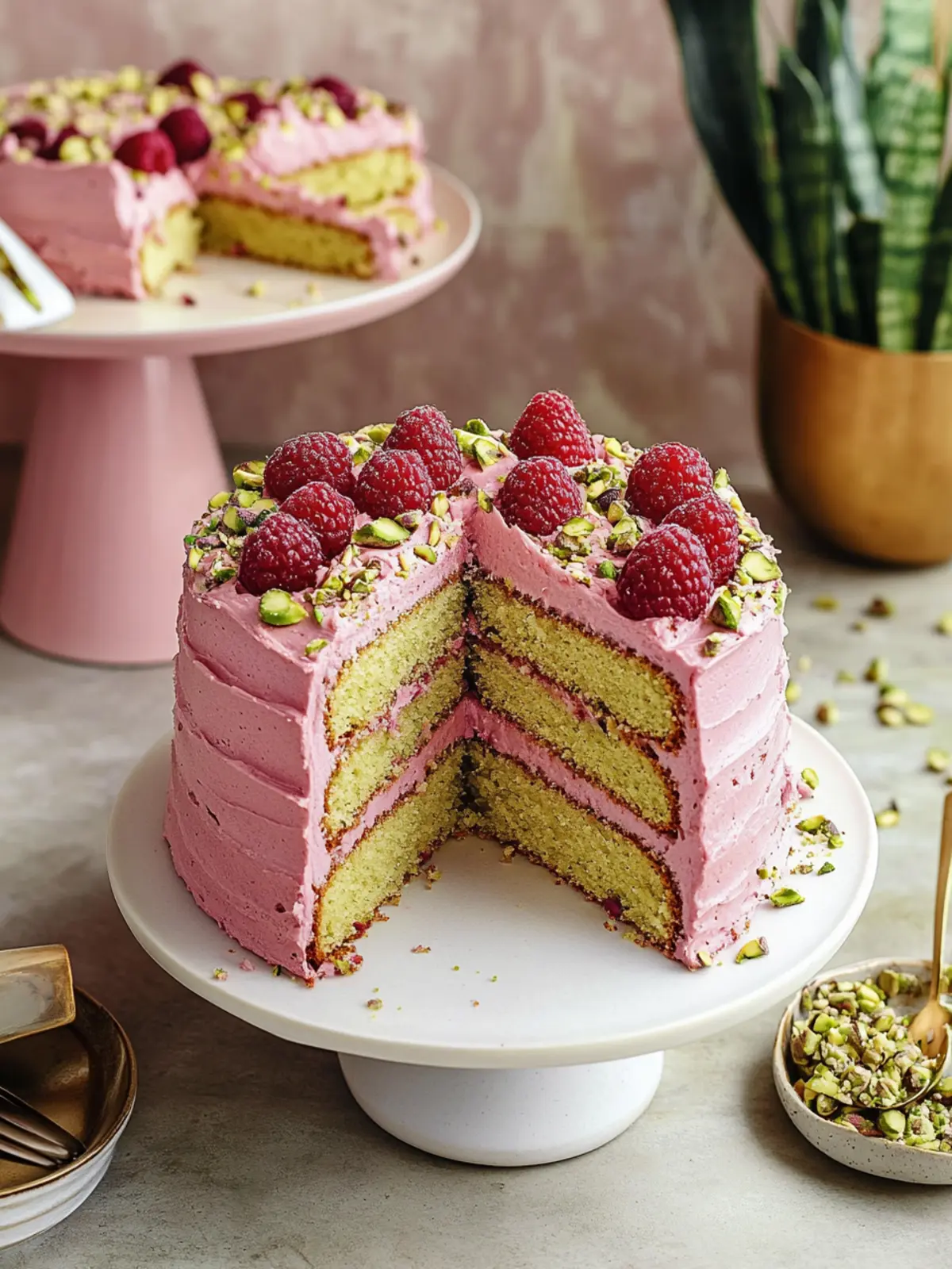 Raspberry Pistachio Cake