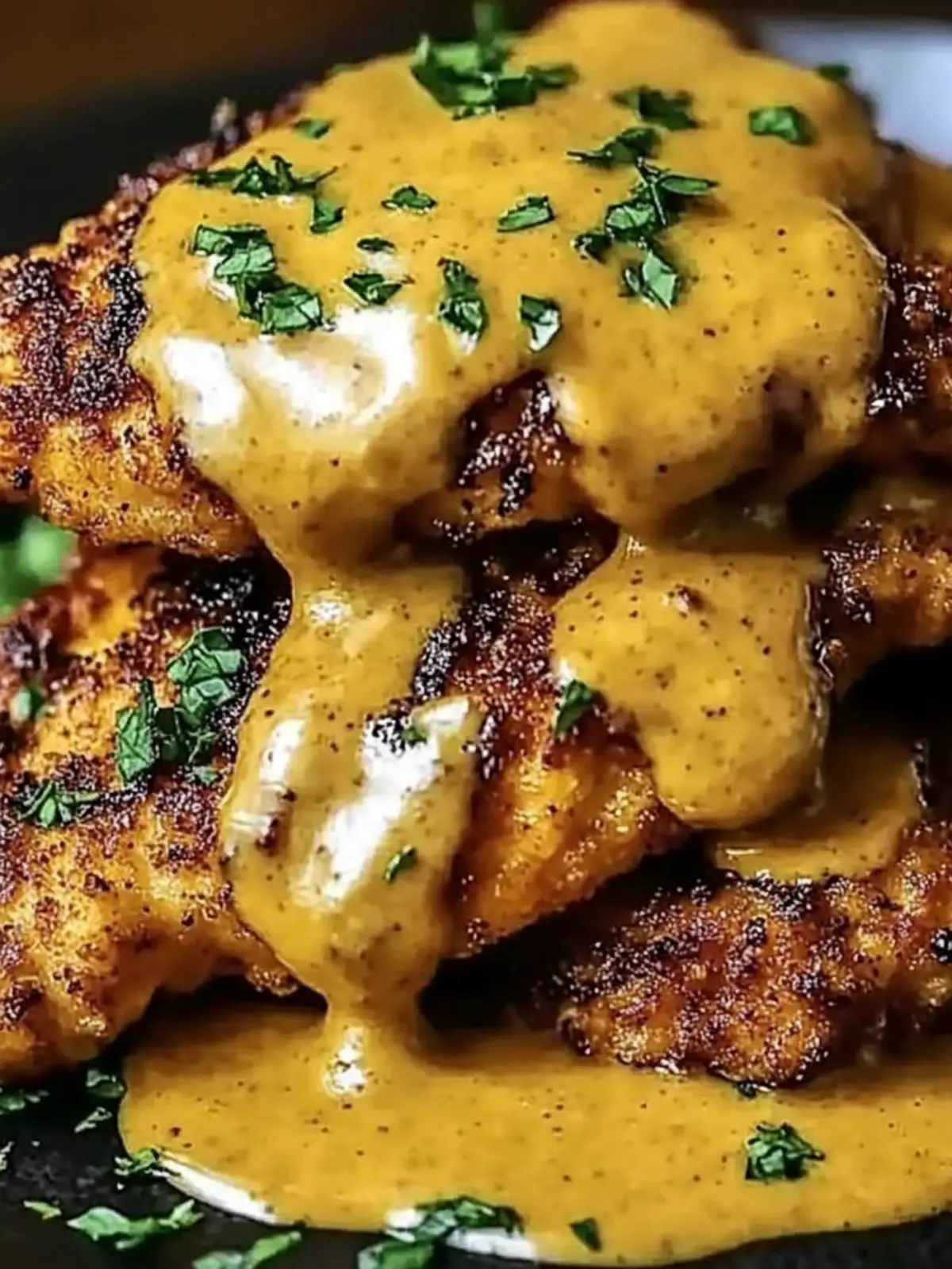 Pretzel Chicken with Mustard-Cheddar Sauce