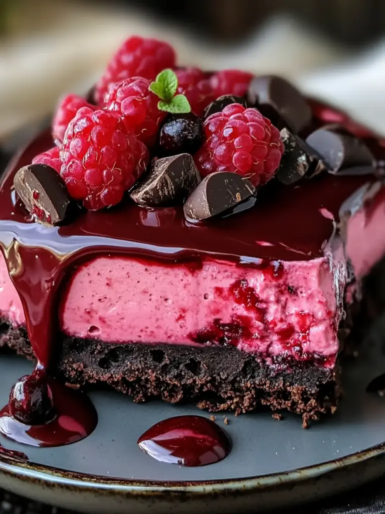 Dark Chocolate Raspberry Cheesecake