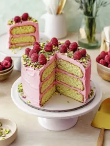 Raspberry Pistachio Cake