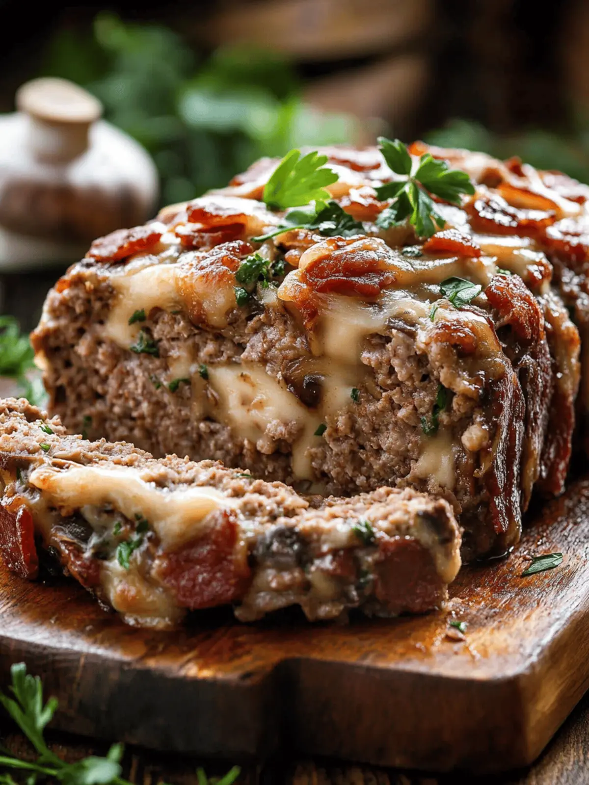 Bacon Mushroom Swiss Meatloaf