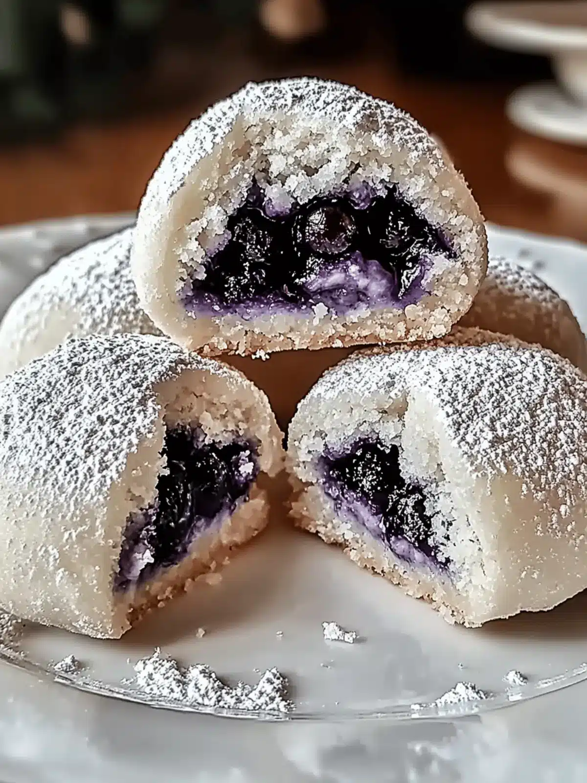 Blueberry-Filled Almond Snowball Cookies