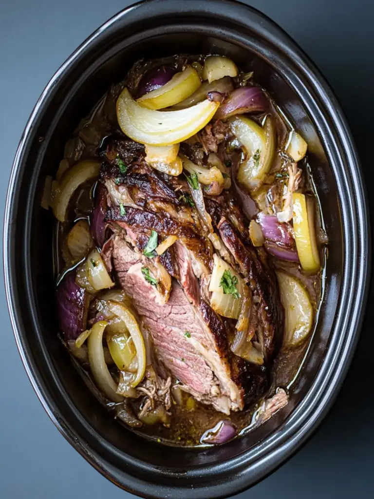 Slow Cooker Beef Brisket and Onions