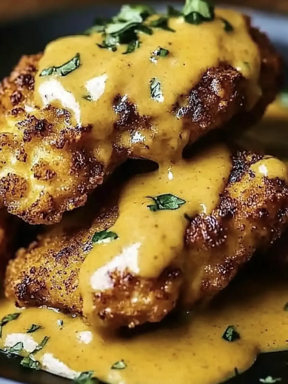 Pretzel Chicken with Mustard-Cheddar Sauce