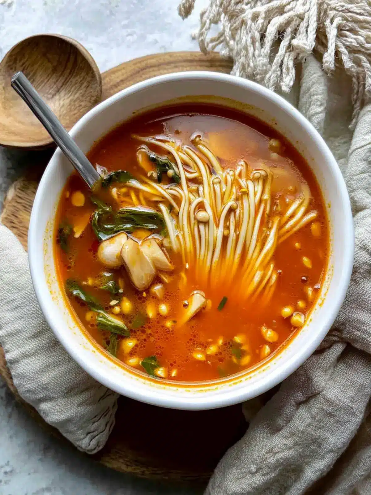Savory Tomato Enoki Mushroom Soup for Cozy Evenings 3 Tomato Enoki Mushroom Soup