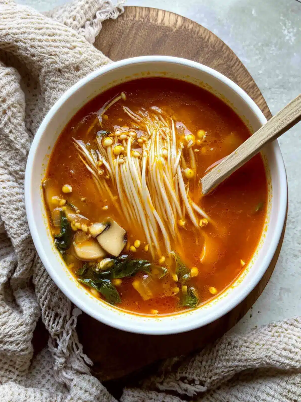 Savory Tomato Enoki Mushroom Soup for Cozy Evenings 2 Tomato Enoki Mushroom Soup