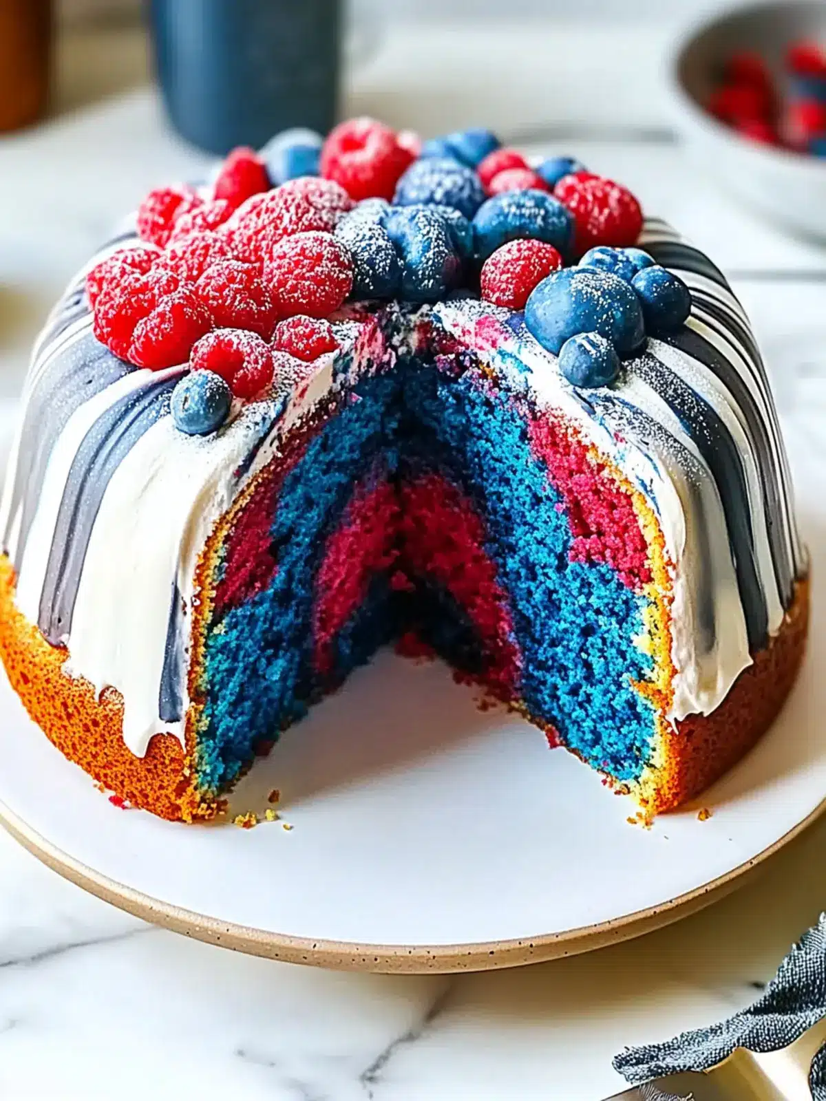 Red White & Blue Marble Cake
