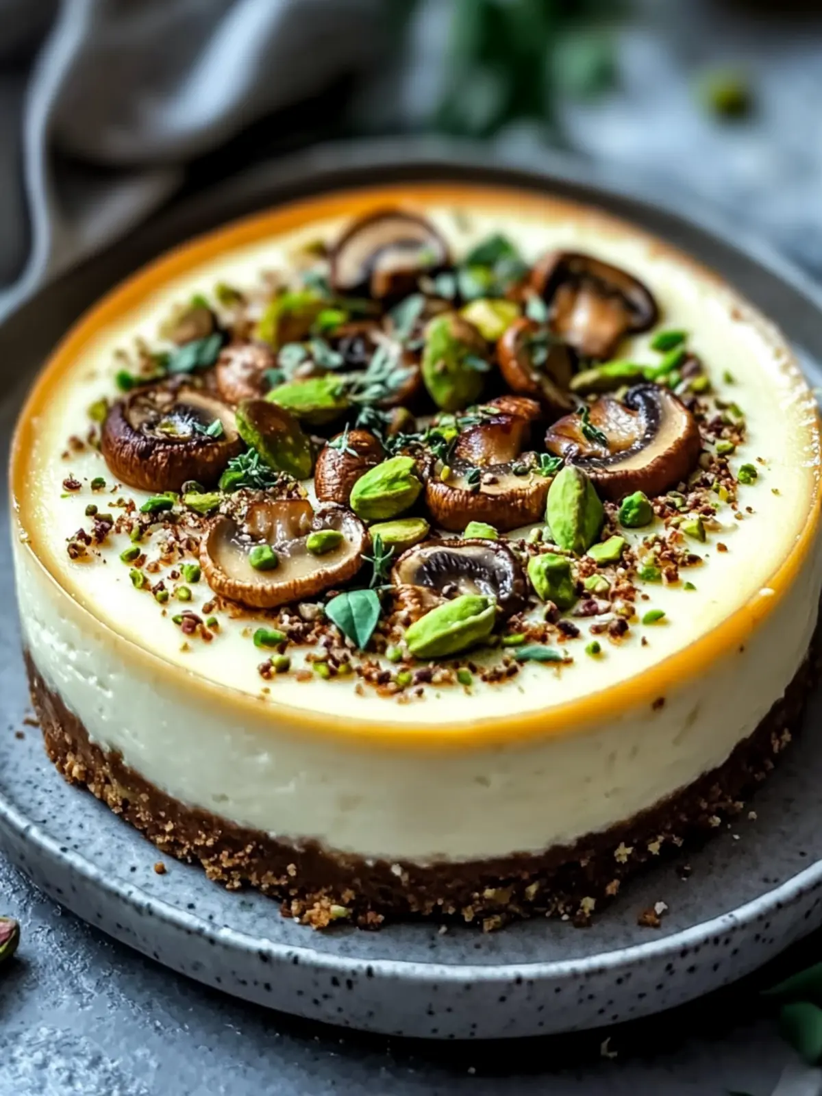 Pistachio and Mushroom Cheesecake
