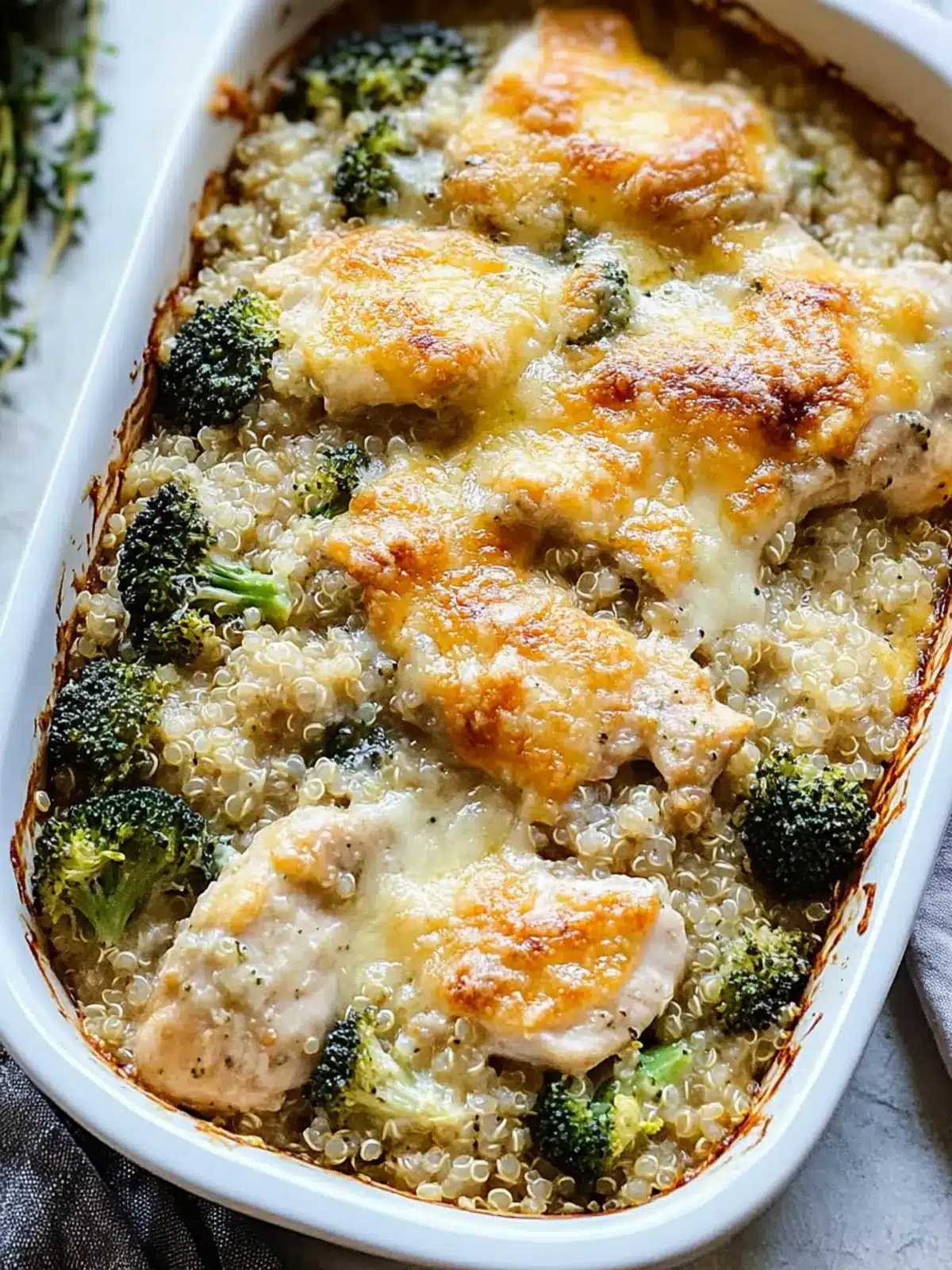 Cheesy Chicken and Broccoli Quinoa Bake