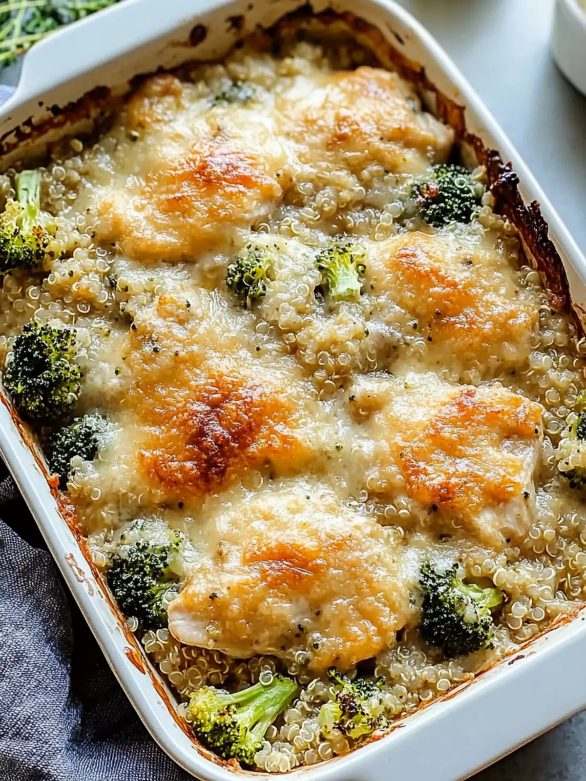 Cheesy Chicken and Broccoli Quinoa Bake