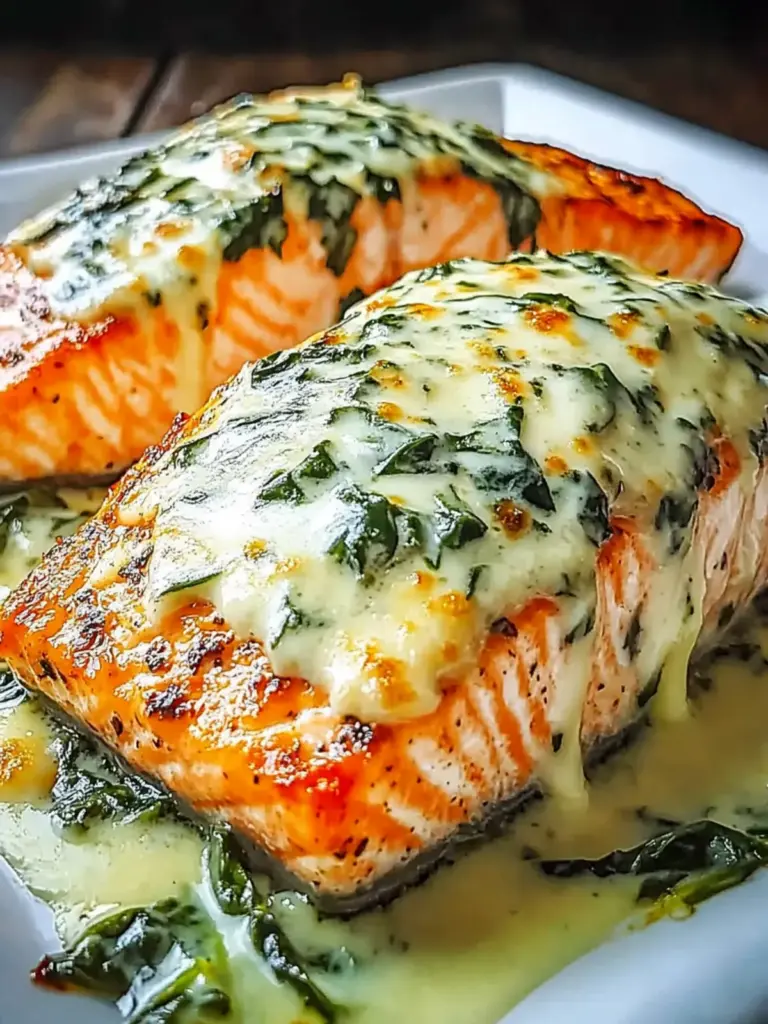 Baked Salmon with Spinach Mozzarella