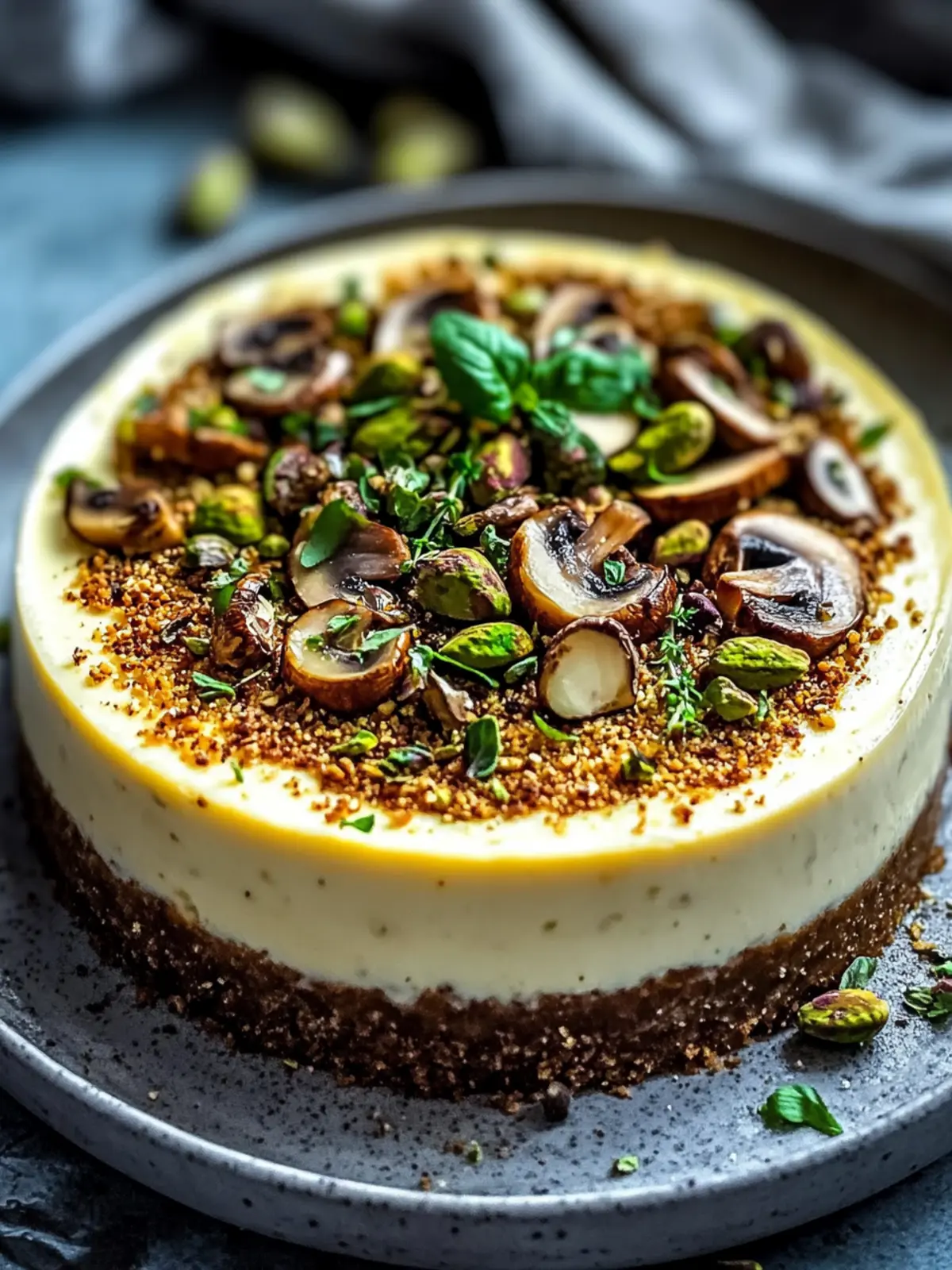 Pistachio and Mushroom Cheesecake