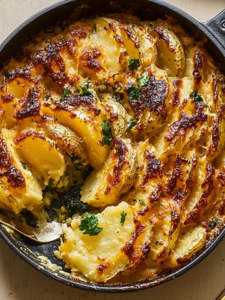 Cheesy Skillet Domino Potatoes