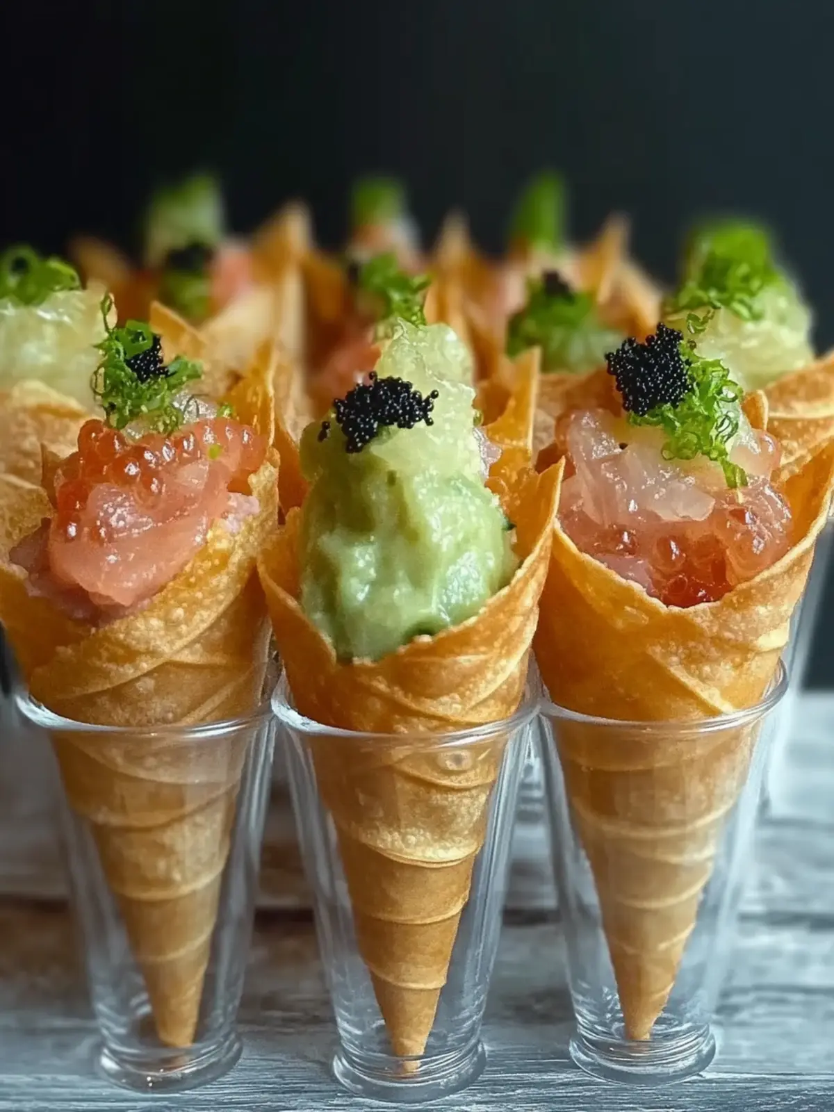Sushi Wonton Cones