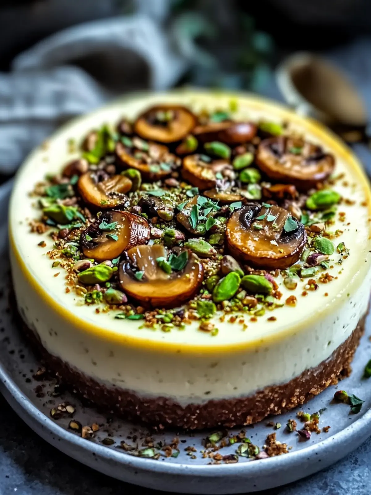 Pistachio and Mushroom Cheesecake