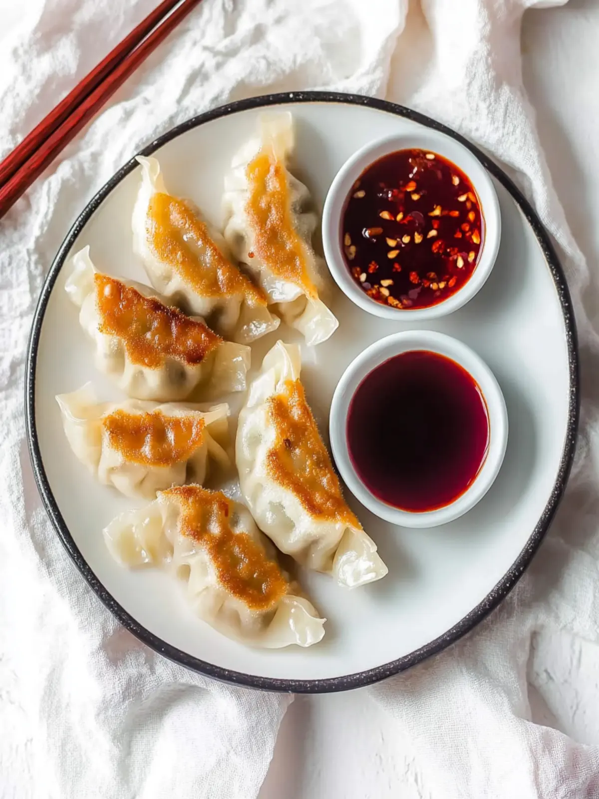Savory Pork Potstickers with Crispy Garlic Perfection 3 Pork Potstickers