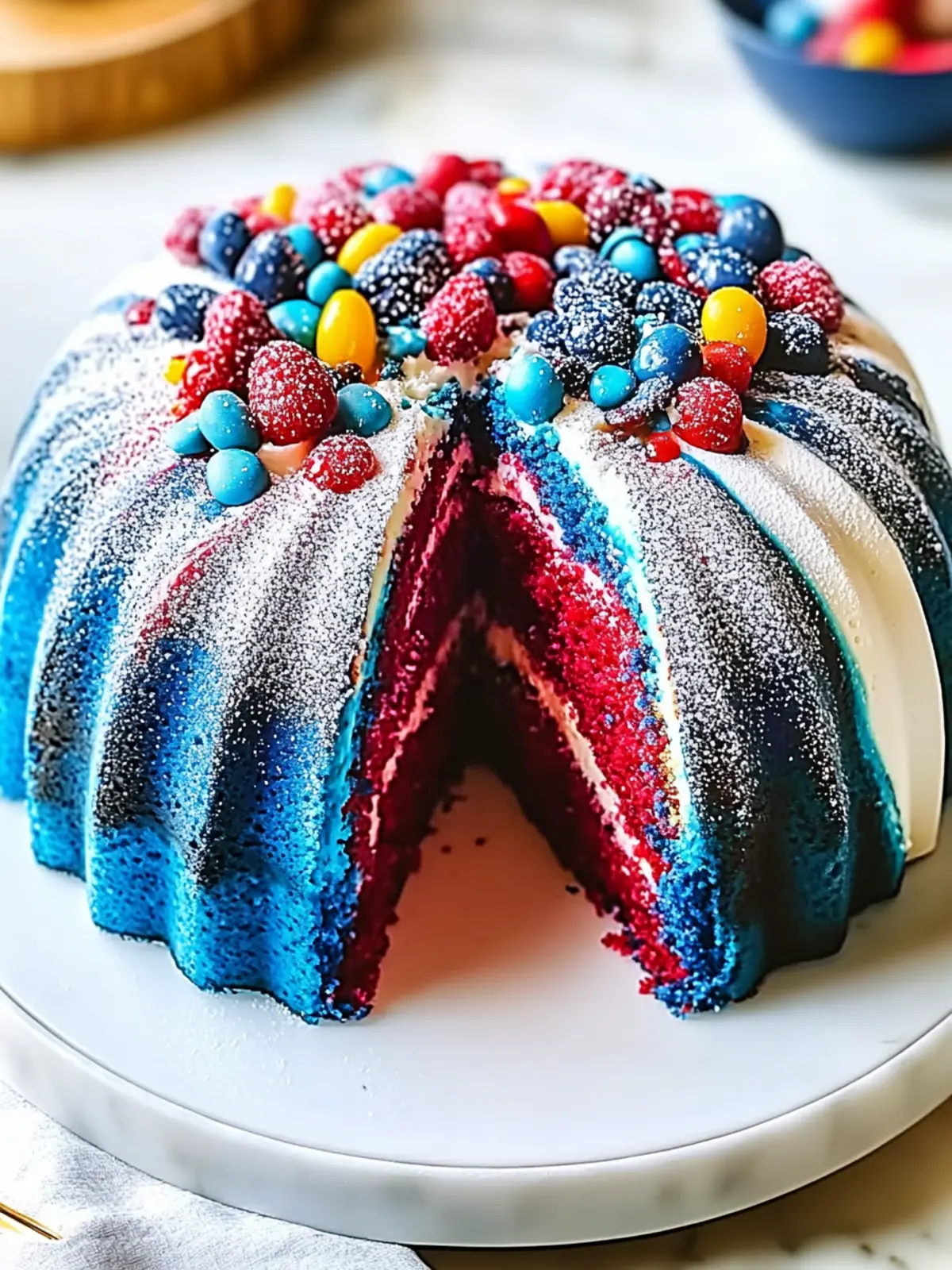 Red White & Blue Marble Cake
