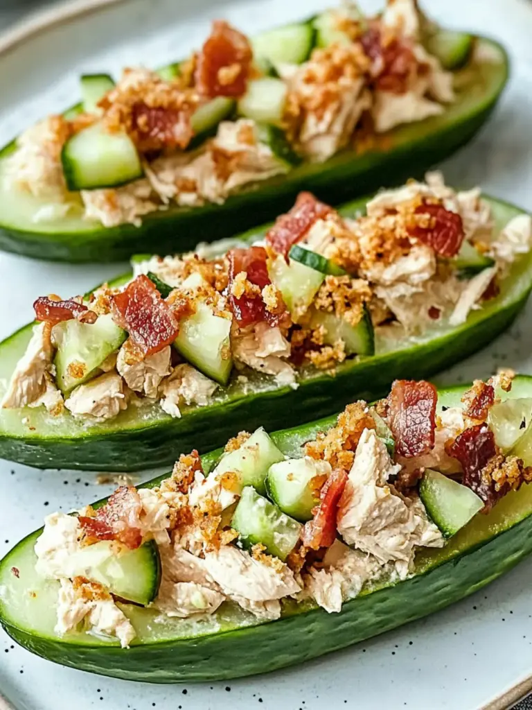 Bacon Ranch Chicken Salad Cucumber Boats
