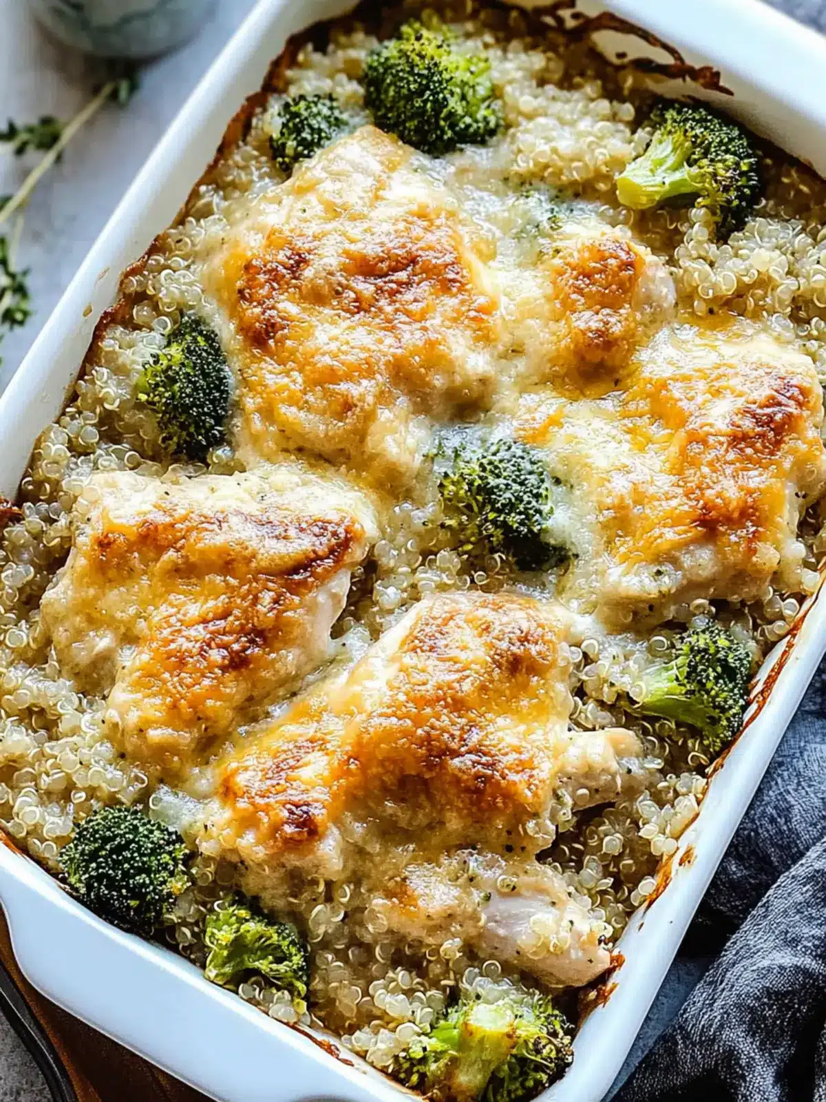 Cheesy Chicken and Broccoli Quinoa Bake