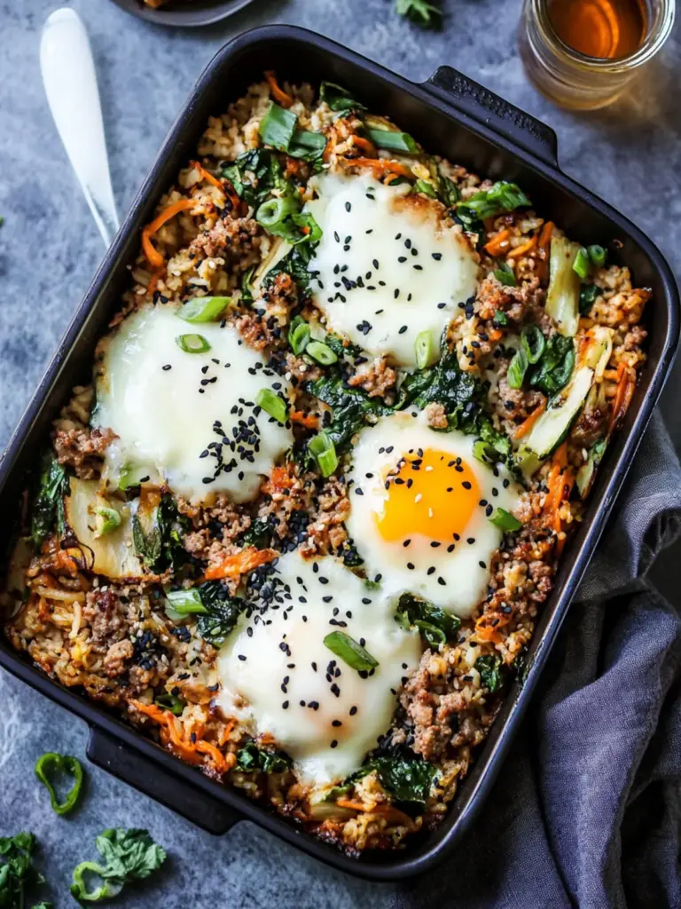 Bibimbap Casserole with Ground Pork