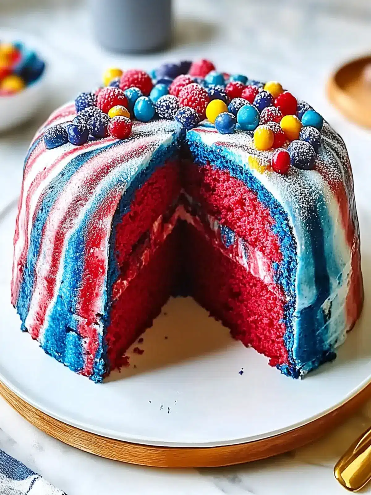 Red White & Blue Marble Cake