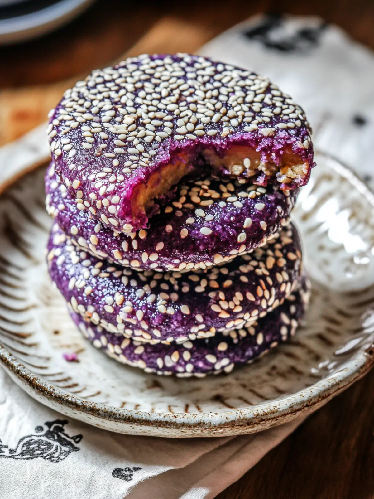 Crispy Purple Sweet Potato Cakes: A Healthy Delight 3 Purple Sweet Potato Cakes (紫薯餅)