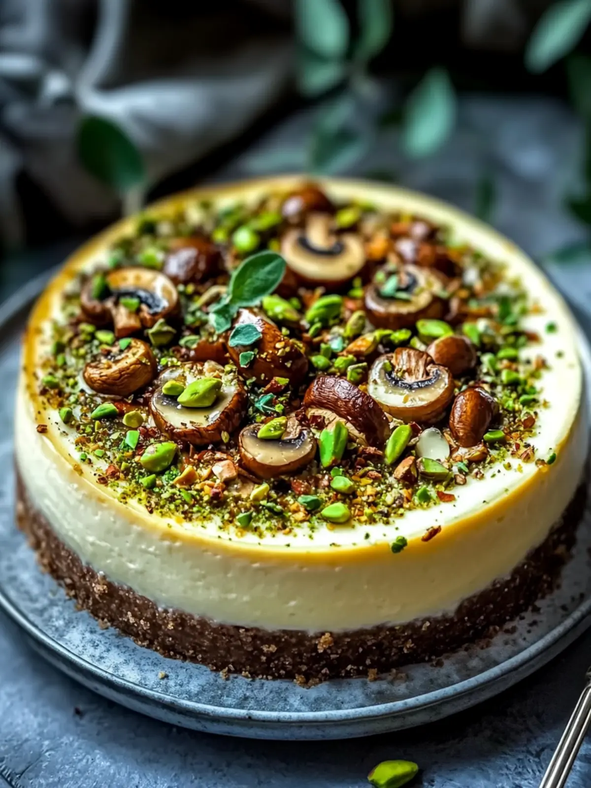 Pistachio and Mushroom Cheesecake