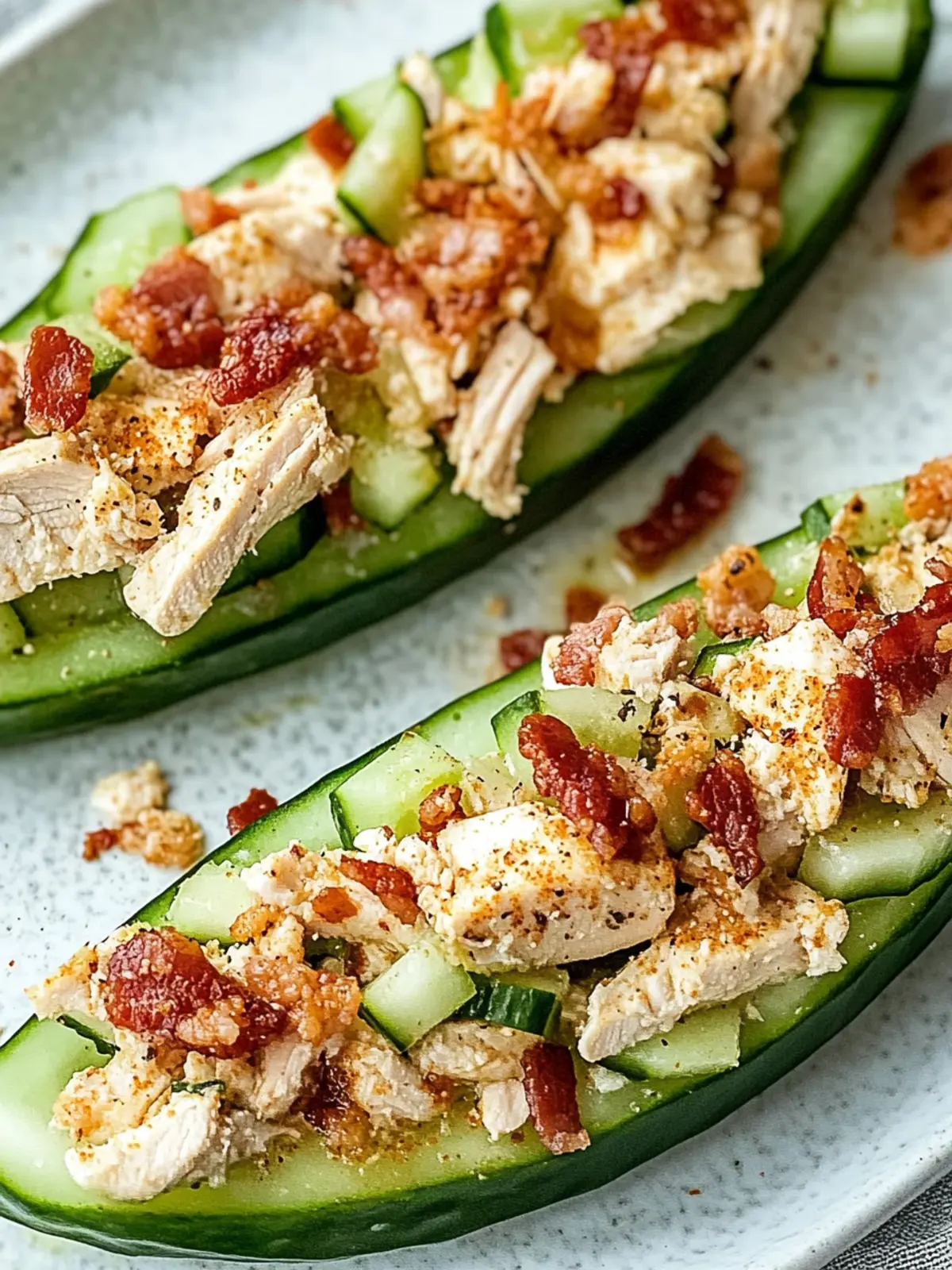 Bacon Ranch Chicken Salad Cucumber Boats for a Fresh Bite 3 Bacon Ranch Chicken Salad Cucumber Boats