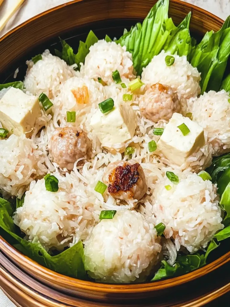 Pearl Meatball with Pork, Tofu and Shrimp (珍珠丸子)