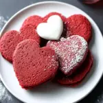 Irresistible Heart Shaped Red Velvet Pancakes with Creamy Glaze 1 Heart Shaped Red Velvet Pancakes