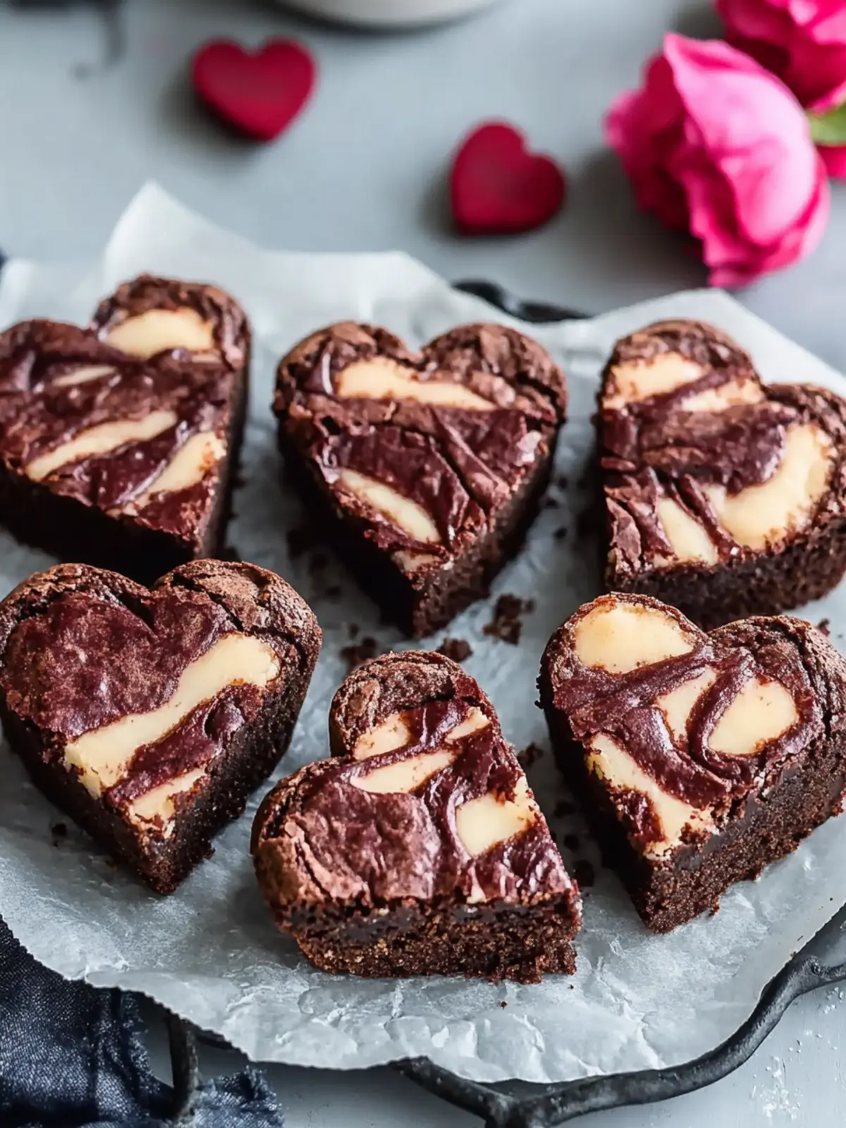 Heart-Shaped Brownies with Raspberry Swirl for Sweet Romance 4 Heart Shaped Brownies