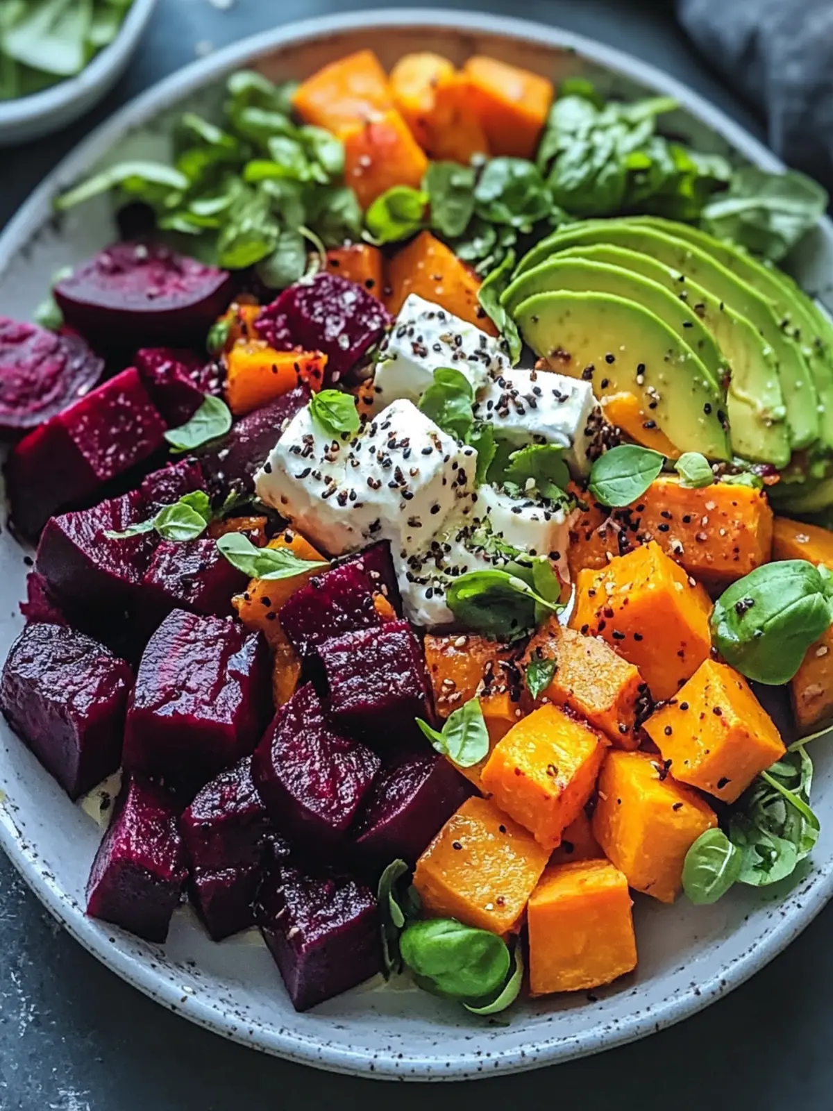 Roasted Beet, Sweet Potato & Avocado Salad