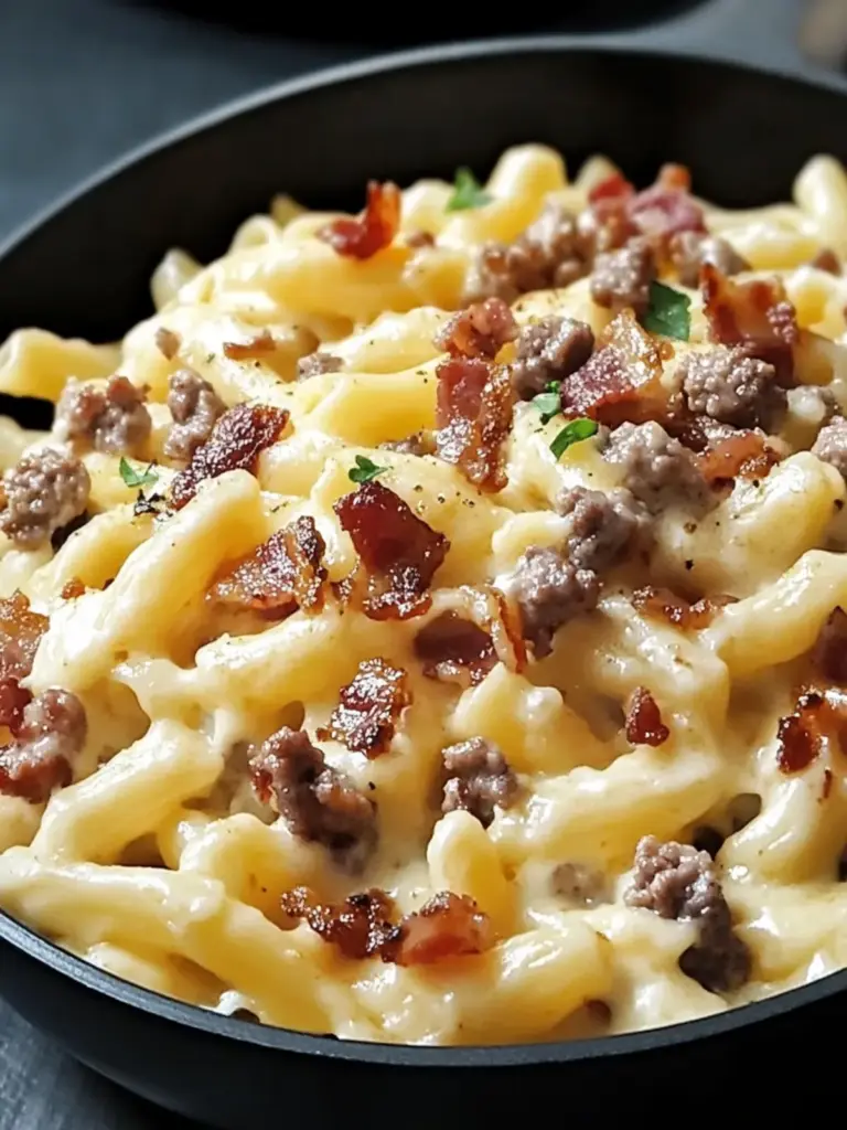 Loaded Bacon Cheeseburger Alfredo Pasta