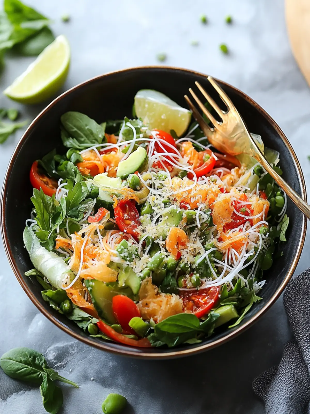 Fresh Spring Roll Salad with Spicy Ginger Dressing Delight 2 Spring Roll Salad