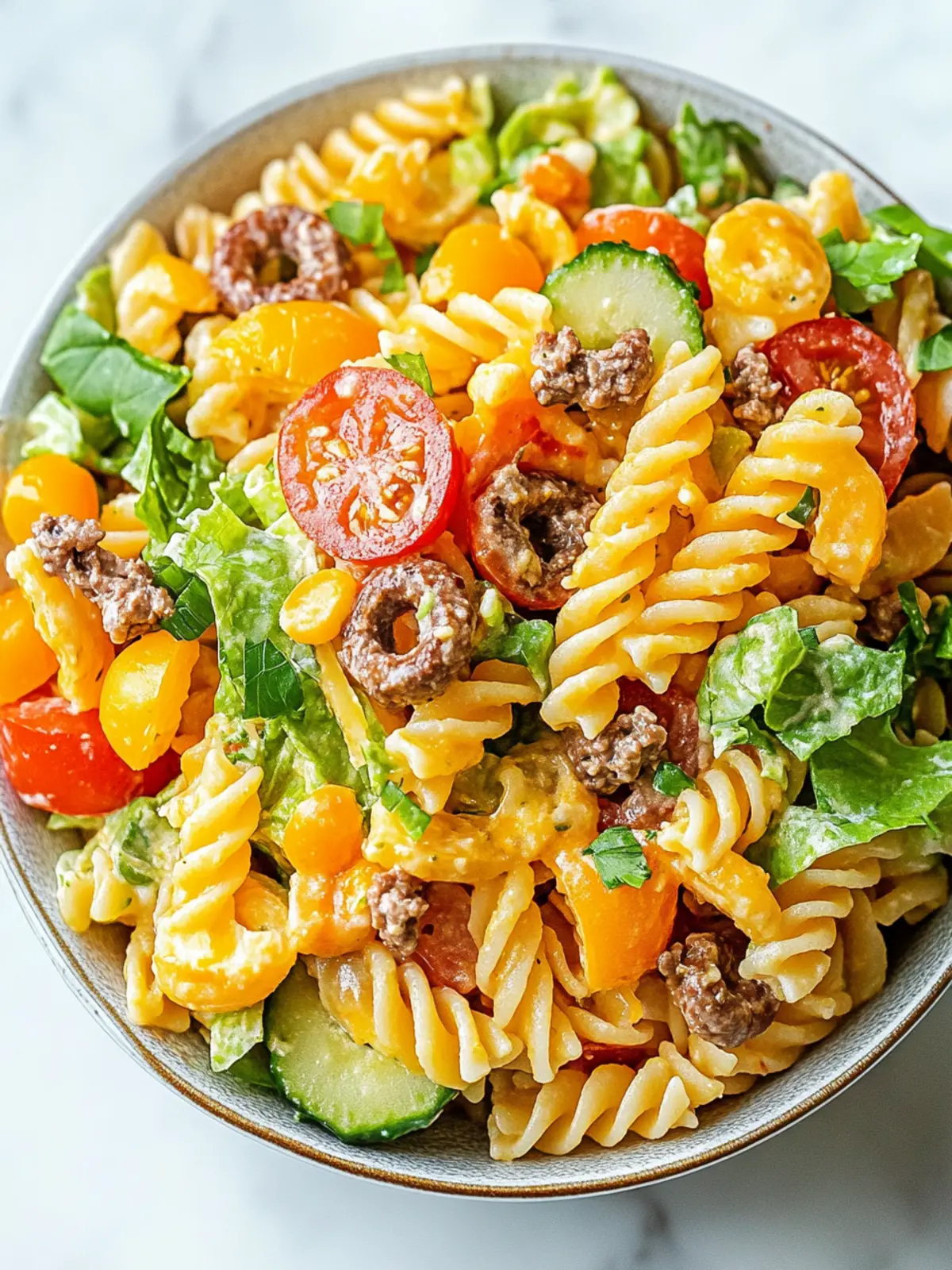 Big Mac Pasta Salad: A Savory Twist for Your Next Potluck 3 Big Mac Pasta Salad