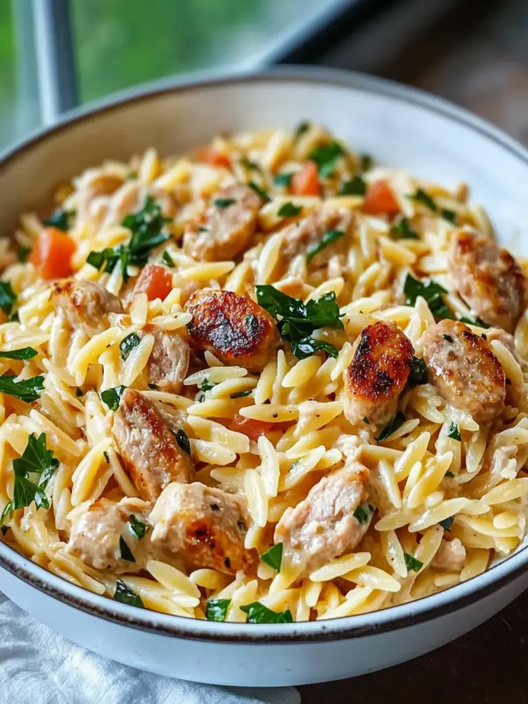 Creamy Chicken Sausage Orzo