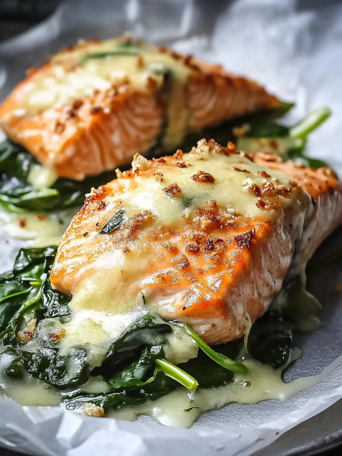 Baked Salmon with Spinach