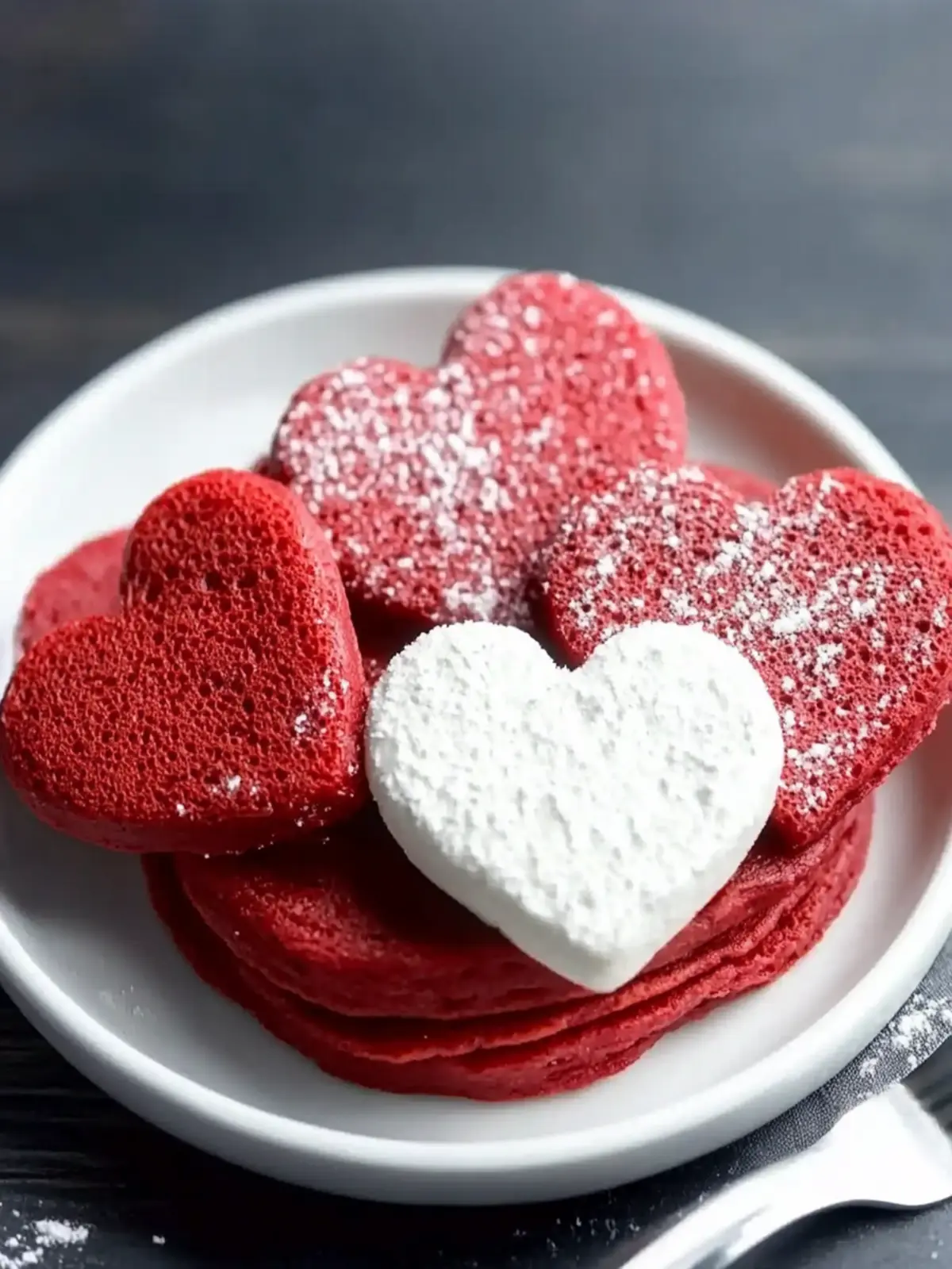 Irresistible Heart Shaped Red Velvet Pancakes with Creamy Glaze 4 Heart Shaped Red Velvet Pancakes