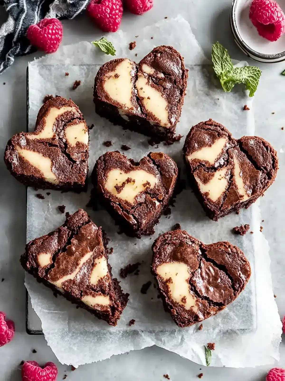 Gorgeous Heart Shaped Brownies with Creamy Raspberry Swirl 2 Heart Shaped Brownies