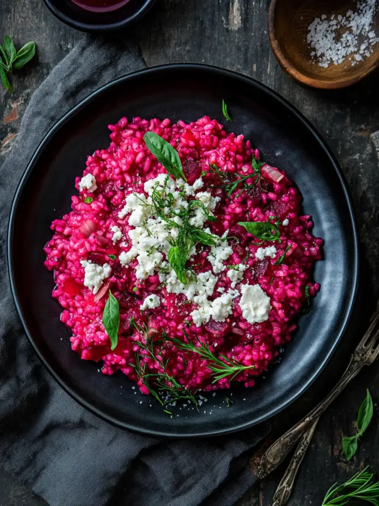 Beet Risotto with Goat Cheese